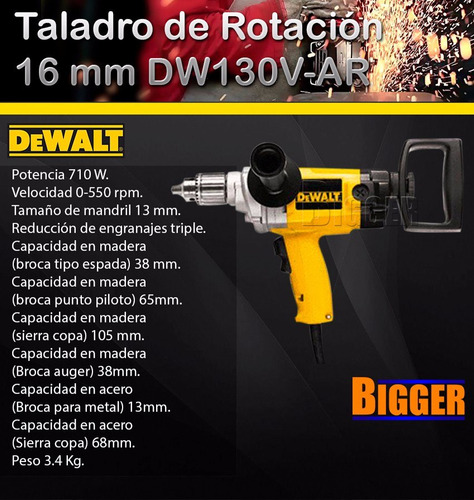Taladro De Rotación Dewalt 16mm 710watts Dw130v