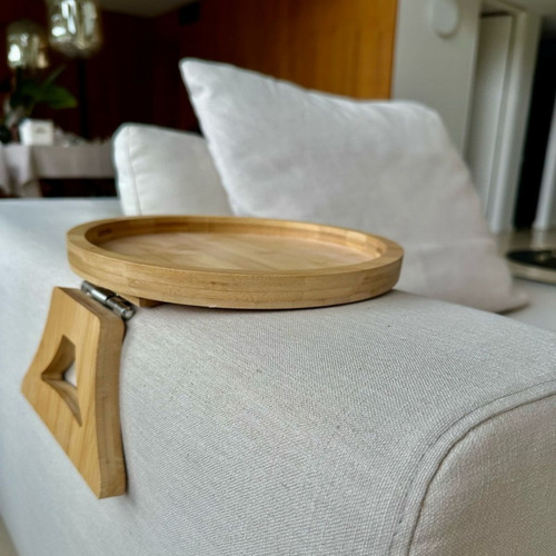 Bandeja Mesa Auxiliar Apoya Brazos Sillon Bambu Minimalista Marrón Claro