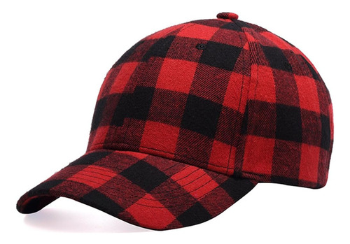 Gorra De Béisbol Con Estampado De Cuadros Negros Y Rojos, Go