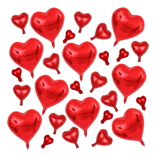 Annodeel 50pcs Heart Mylar Globos, 18 Pulgadas Red Heart Foi