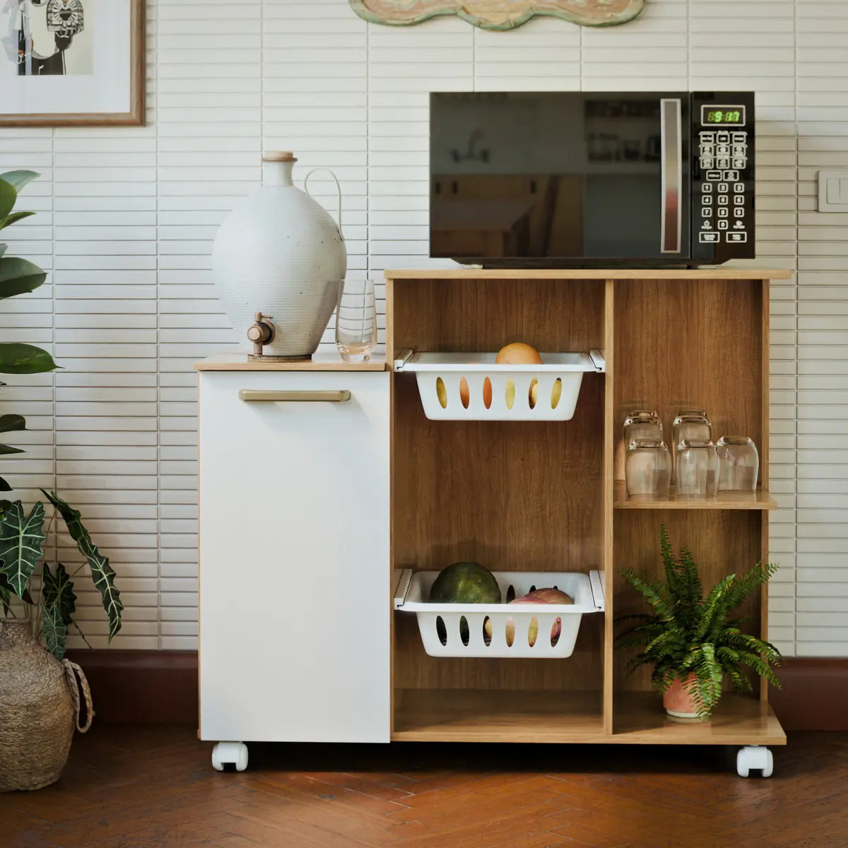 Fruteira Balcão Branco MDP Clara M Casa Móveis com Prateleiras