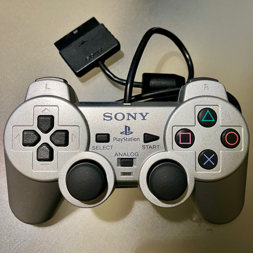 Controle Playstation Dualshock 2 Ps1 Ps2 Raro Original Sony Prateado (Usado)