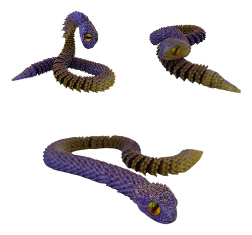 Serpiente Impresa 3d Realista Articulada 30 Cm Juguete Verde