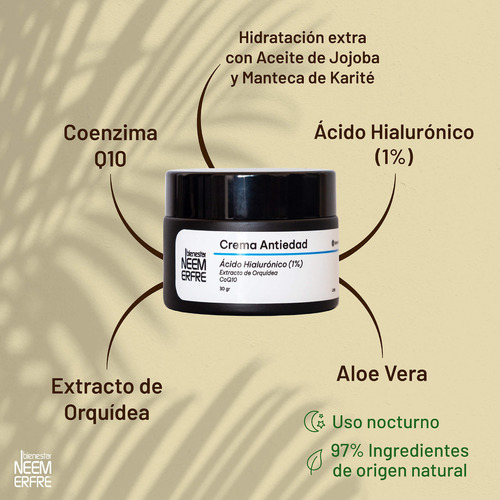 Crema Antiedad Coenzima Q10 + Acido Hialuronico 1% Tipo de piel Normal