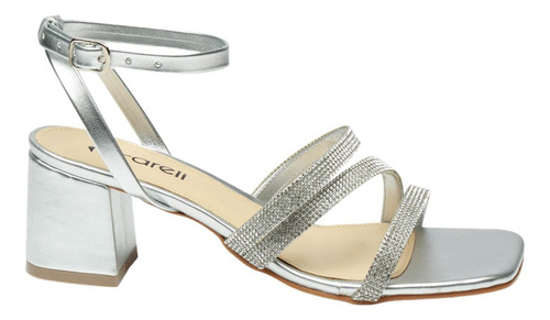 Zapatillas Doradas Mujer De Tacón Cuadrado Plata Fareli