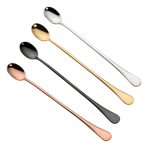 S 9 Cucharas De Mango Largo De Acero Inoxidable Para Té Y