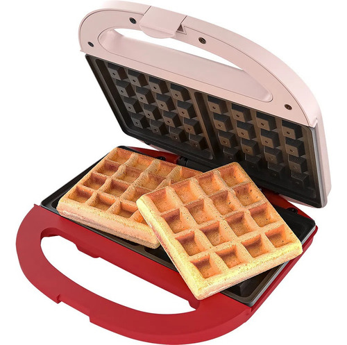 Maquina Elética De Fazer Waffle Antiaderente Cadence 750w Cor Rosa/vermelho 220v