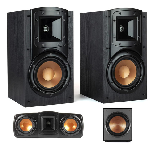 Altavoz Estanteria Etiqueta Negra Un Canal Central Subwoofer