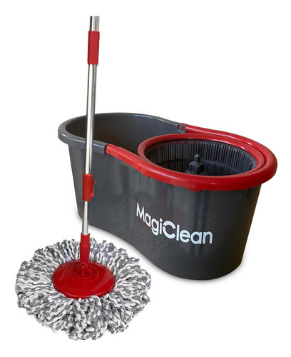 Kit Mop Trapeador Mágico M2 + Fibras De Limpieza De Color Gris Oscuro