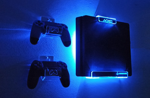 Soporte De Pared Para Ps4 Y Controles Con Led Rgb Bluetooth