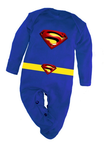 Disfraz Para Bebé - Super Man Mameluco Azul  De Algodon 