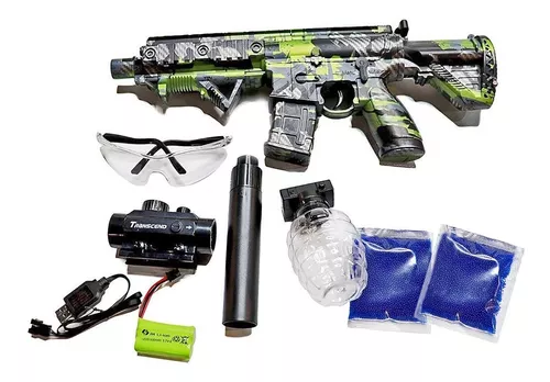 Brinquedo Arma De Gel Pistola Automatica Oculos Brilha Escuro