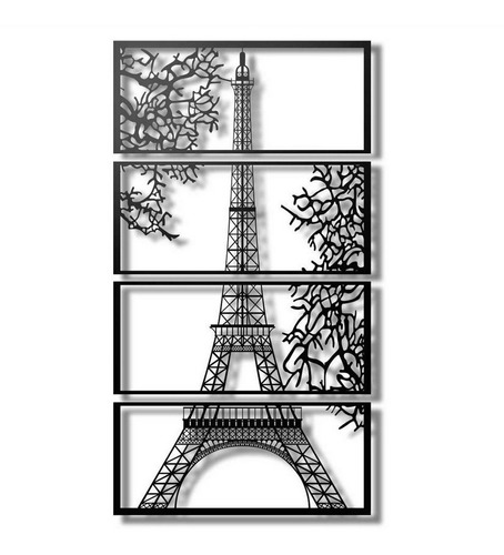  Arte De Pared De Mdf Torre Eiffel Cortada Con Láser 3 Panel