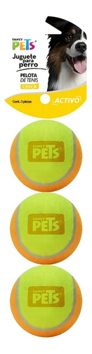 Pelotas Tenis Bicolor Chicas 3pza 2  Diamet Perro Fancy Pets Color Verde