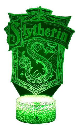 Lámpara 3d Slytherin Harry Potter Base A + C. Remoto + Pilas