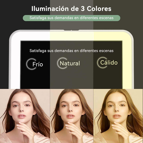 Espejo Para Maquillaje Con Luz Y Espejos Portatil Recargable