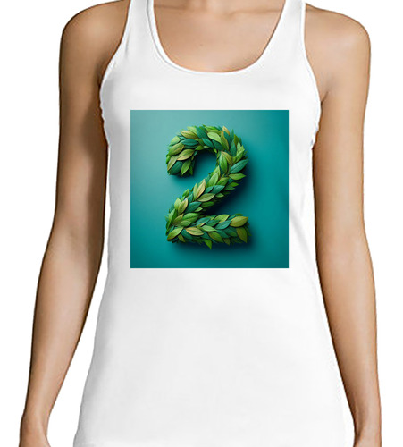 Musculosa Mujer Numero 2 Arte Con Forma Hojas Realista M2