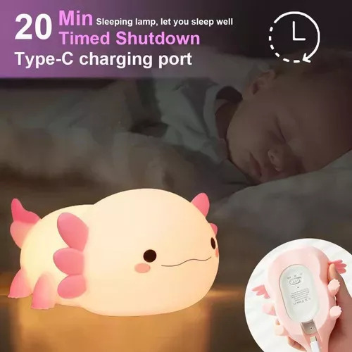(hermosa Luz Nocturna De Axolotl Para Habitación Infantil)