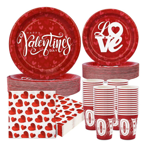 200 Platos Y Servilletas De San Valentín, Tazas Para Servir