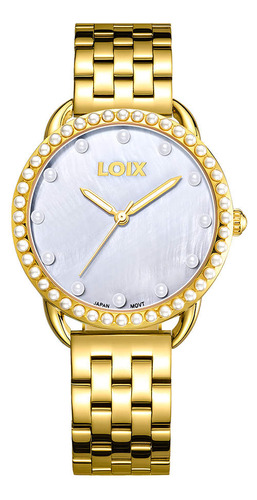 Reloj Loix Mujer L1216-1 Dorado Con Tablero Blanco