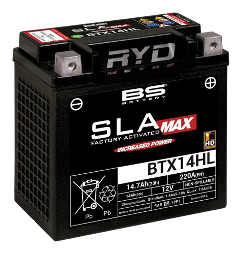 Batería Btx14hl Max Harley Xl 1200 Sportster Bs Battery Ryd