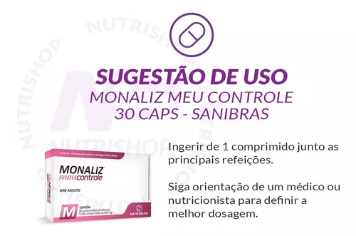 Monaliz meu controle com 30 comprimidos - Sanibras