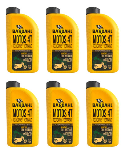 Aceite Para Moto 4 Tiempos 20w50 Bardahl 946ml Caja 6 Pzs