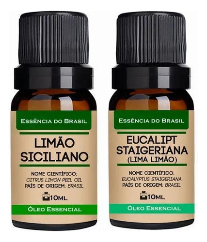 Kit 2 Óleos Essenciais 10ml - Limão Siciliano + Eucalipto