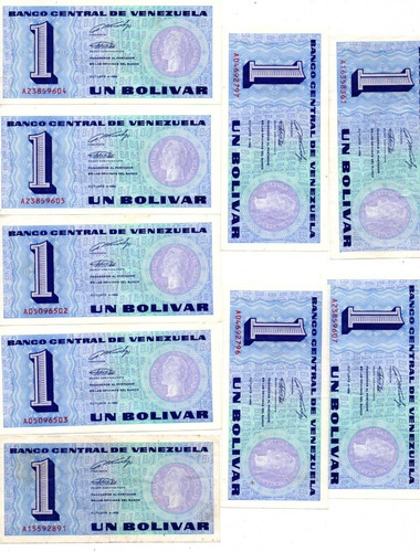 Billetes 1 Bolívar Tinoquito 1989 Venezuela Coleccion Set 9