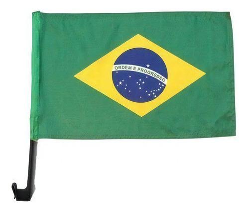 Bandeira Brasil Para Carro C/ Haste 20 Pçs 30x20cm Poliester