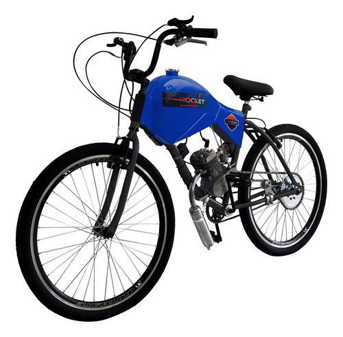 Bicicleta Motorizada 80cc Coroa 52 Carenada Cor Azul Safira MONTADA