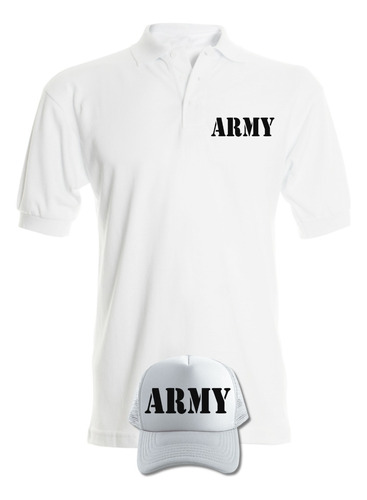 Camiseta Tipo Polo Army Obsequio Gorra Serie White