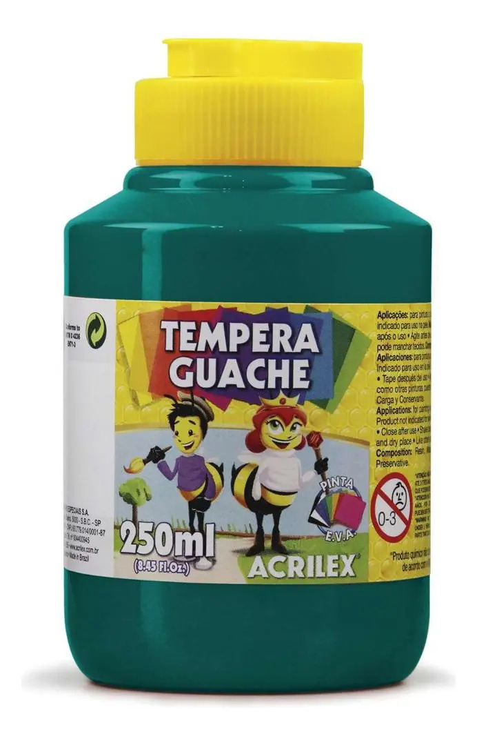 Guache Verde Bandeira 250ml Acrilex para Papel Papelão e EVA
