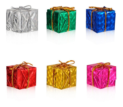 Imagem 1 de 3 de Enfeite De Natal Caixa De Presentes - Kit 6 Unidades