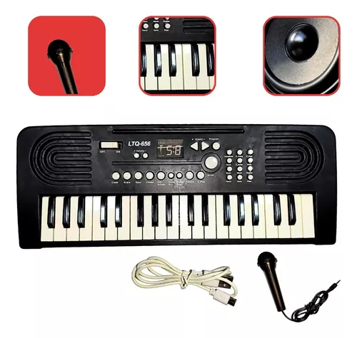 PIANO TECLADO INFANTIL MUSICAL COM MICROFONE 37 TECLAS ORGAO ELETRONICO  CONTROLE DE VOLUME