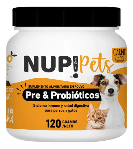 Nup! Pets Pre Y Probioticos Perros Y Gatos Sabor Carne 120 G