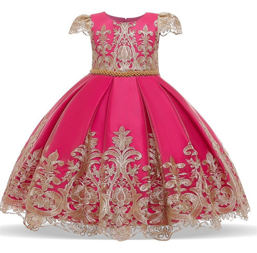 Vestido Infantil Con Estampado De Princesa Y Tutú Bordado