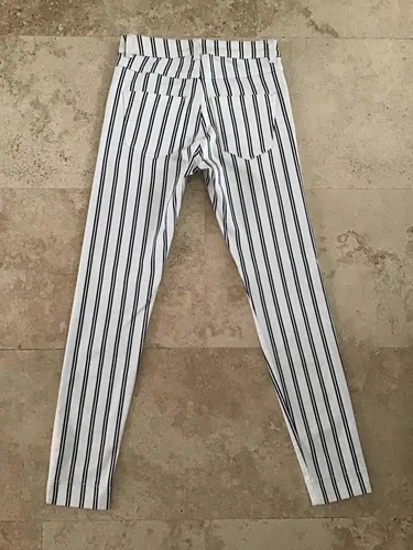 Pantal n Bershka Skinny Stretch Blanco Rayas Mujer Talla 2