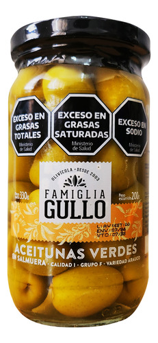 Aceitunas Verdes En Salmuera 330 G Famiglia Gullo