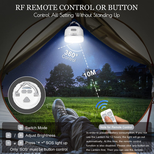 Linterna Recargable Camping 5 Modos 5200 Mah Control Remoto