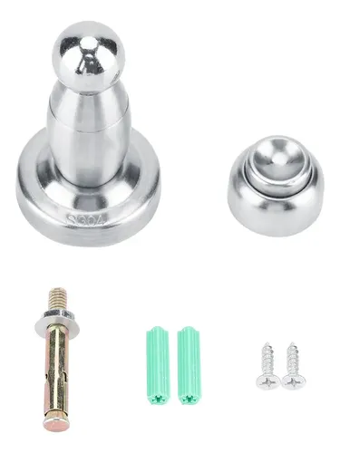 Tope Para Puerta De Acero Inoxidable - Juego De 4 + 4 Topes Para Pared, Peso 1.1 Kg, Color Gris