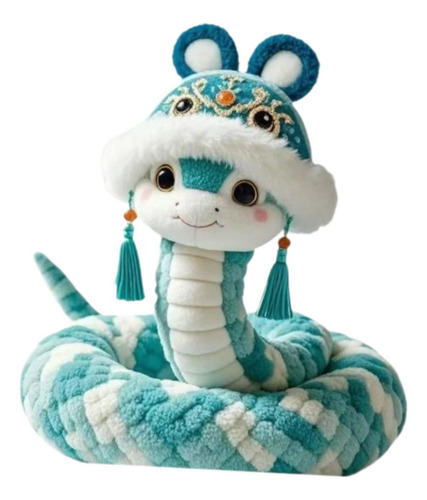 Juguete De Peluche De Serpiente De Año Nuevo Azul 35cm
