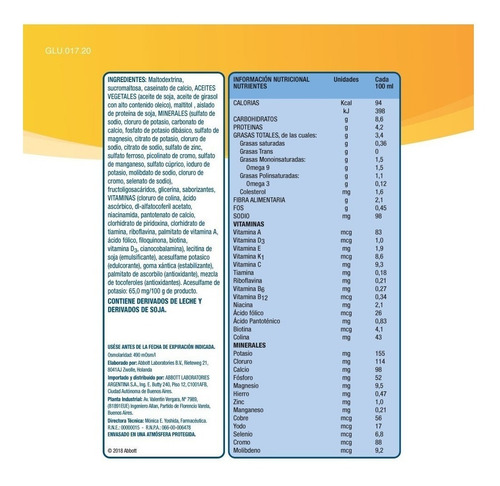 Imagen 2 de 2 de Suplemento en polvo Abbott Glucerna carbohidratos sabor vainilla en lata de 850g