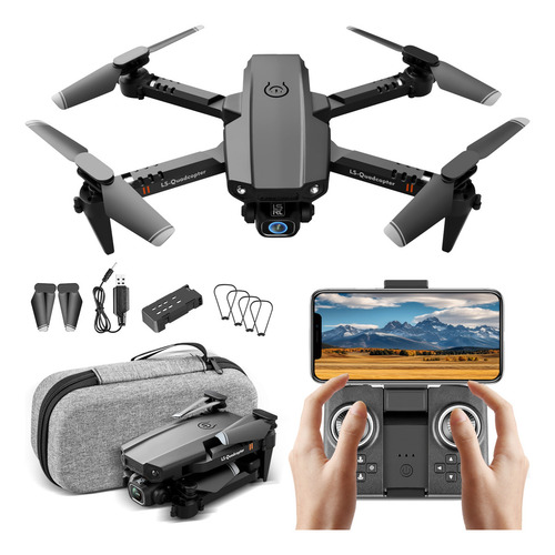 Mini Drone Ls-xt6 Com Câmera Hd Rc Quadcopter 2 Bateria Flex Cor Preto
