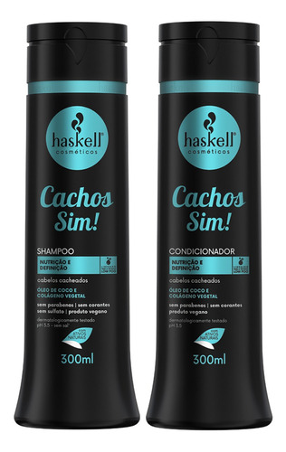 Kit Haskell Cachos Sim Shampoo & Condicionador 300ml Low Poo