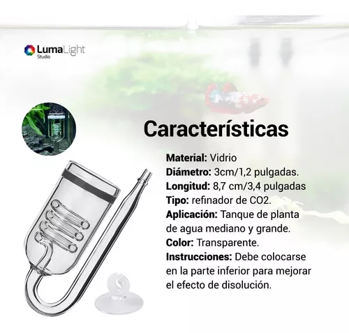 Difusor Co2 Acuario Plantado Vidrio Espiral