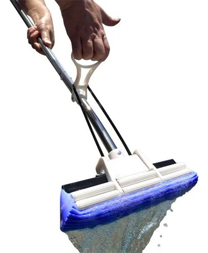 Rodo Mop Mágico Vassoura Esfregão Espuma Pva 38 Cm Cabo Inox Branco