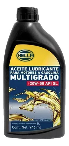 Aceite 20w50 Mineral Multigrado Api Sl 1 Litro Hella