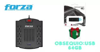 Estabilizador Forza 1200va Fvr-1202usb 600watts 8 Tomas 220v