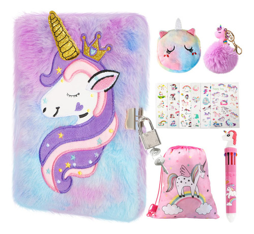 Homicozy Diario Infantil De Unicornio Con Candado Y Llave, D